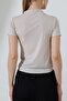 Sandy Fabric Degaje Collar Draped Short Sleeve Women's Blouse - 8