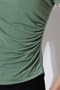 Sandy Fabric Degaje Collar Draped Short Sleeve Women's Blouse - 2