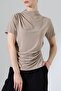 Women's Stoned Sandy Draped High Neck Blouse - 7