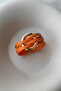 Orange Color Multi-Stripe Ring Detailed Textured Bracelet - Thick Design Bracelet - 2