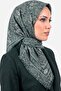 وشاح نسائي أخضر أصلي منقوش بنمط شال من قماش التيمبل