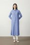 Santi Comfortable Fit Slit Detailed Buttoned Long Sleeve Tunic Women's Shirt & Hijab Shirt - Cobalt bluewhite - 5