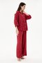 Women's Burgundy Italian 100% Linen Floral Embroidered Trousers - Shirt-Linen Set 40 - 44 Size - 4