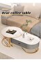 Modern Marble-Like Coffee Table - Oval Lift-Top Design with Golden Legs, Space-Saving Multifunctional Solid Wood Particle Board Living Room Center Table - 7