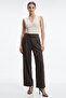 High Waist Pleated Zippered Regular Leg Trousers
