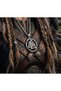 Norse Mythology Valknut Symbol Silver Color Viking Necklace – Rustic Round Medallion with Braided Chain, Odin's Knot Men & Women (Unisex) Talisman Necklace - 3