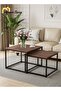 Nesting Square Coffee Table Set of 2 60cm and 50cm Walnut Design Coffee Table Modern Minimalist Side Tables for Small Spaces Living Room - 2