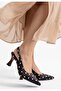 Urjay Brown Satin White Detailed Heeled Shoes