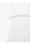 Cotton Strappy Comfortable Fit Ruffled Collar Layered Gipeli Long Dress - 3