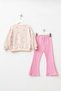 Girl's Top and Bottom Set with Spanish Flare and Heart Print, Tulle Detail - 3