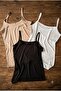 Bamboo Fabric Women's Athlete Thin Strap Top, Black and White Color Set of 3 - 2