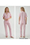 Women's Shirt Collar Buttoned Wrinkled Pajama Set with Ruffles - 3