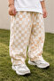 Unisex Children's Checkered Patterned Cotton Woven Fabric Summer Trousers + T-Shirt Set - 3