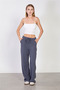 Women's Drawstring Waist Loose Pants - Anthracite - 4