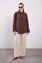 Brown Sleeve Lace and Lacing Detailed Shirt - 2