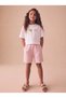 Girl's 2-Piece Set Combed Cotton T-Shirt and Double Pocket Muslin Shorts Pink
