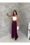 Women's Modal Fabric High Waist Pleated Detailed Wide Leg Palazzo Trousers - 7