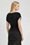 Black Degaje Collar Asymmetric Blouse - 3