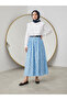 Belt Detail Polka Dot Skirt-Blue