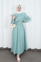 Volan Collar Buttoned Elastic Waist Belted Dress Hnt03151 Mint Green - 3