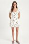 Women's Maeva Square Collar Short Sleeve Polka Dot Mini Woven Ecru Dress - 7