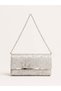 Silver Glitter Women's Chain Strap Clutch Bag – Stylish Evening Dress Shoulder and Handbag Suitable for Daily Use