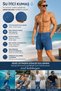 Indigo Water Repellent Flexible Fabric Men's Beach Swim Shorts with Zipper and Snap Fasteners // 5001-Indigo - 2