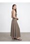 90591 100% Lyocell Halter Neck Dress-Brown - 4