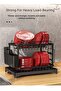 2-Tier Metal Dish Drying Rack, Anti-Rust Dual-Layers Plate Drain Rack With Cutlery & Utensil Holder & Cupboard Rack, - 2