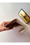 Women's Beige Envelope Cover Gold Lock Mini Card Holder Wallet - 4