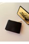 Women's Black Snap Fastener Multi-Compartment Zippered Mini Card Holder Wallet - 2