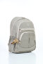 Vital Series Beige Crinkle Fabric Water-Resistant Plush Daily Stylish School and Travel Backpack with Keychain - 2