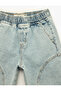 Elastic Waist Loose Fit Cotton Barrel Jean Shorts - 3