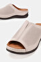Women's Gray Genuine Leather Flat Sole Closed Front Daily Slippers - 3