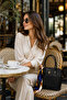 Black Women's Shoulder and Hand Bag with Stylish Scarf Detail and Adjustable Strap for Daily Use - 3