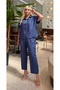 Women's Plus Size Shirt Collar Short Sleeve Loose Cut Textured Linen Tracksuit Set 28003 - 6