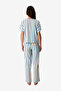 Women Ella Striped Short Sleeve Trousers Blue Set - 5