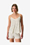 Women Fleur Sleeveless Shorts Beige Set
