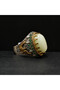 925 Sterling Silver Energy Stone Ring 12.5g Oval Green Stone with Gold-Tone & Green Accents - 3