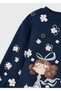 Girl's Long Sleeve Figured Cotton Sweatshirt Dress 2-10 Years Dark Blue - 3