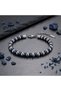 Silver and Blue Colored Hematite Adjustable Steel Chain Bracelet - One Size - 3