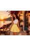 Butter Yellow Women's Diver Fabric Flared Mini Skirt - 3