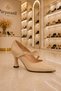 Camila Women's Beige Patent Leather Pearl Buckle Strap Pointed Toe 6.5 cm Heeled Shoes - 3