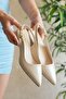 Mooien - 5cm Women's Heeled Shoes Tesla Rugan Bej - 4