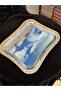 6 Pieces Rectangular Gold Stone Engraved Single Person Metal Coffee Presentation Promise Engagement Ring Tray 26X22 cm - 5