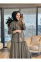 7462 طقم بروش روباى مخيط باللون الكاكي