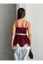 Women's Lace Detailed Strappy Blouse with Guipure, Thin Fabric, Stylish Bustier - 4