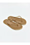 Vizyon New Season Beige Glittery Look Women's Flip Flops