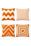 Orange Stripes Patterned 4-Piece Throw Pillow Cover Set - 3