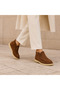 Genuine Leather Suede Tobacco Women's Short Boots Warm Lined Rubber Sole Daily Comfortable Boots